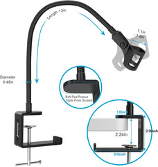 Microphone Stand Gooseneck 13 Inch Flexible Desk Clamp Mount for Podcast