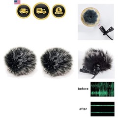 Lavalier Wind Muff Windscreen 2 Pack for Microphones 0.4inch Black White