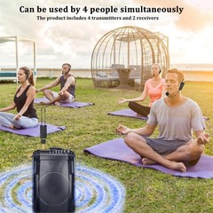 MICVISTA Wireless Microphone System for 4 People,2.4G Wireless Headset Mics a…