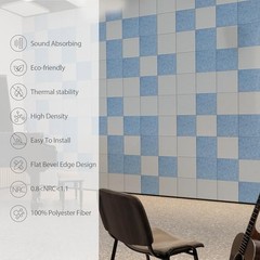 12 Pack Acoustic Panels Self Adhesive Sound Proof Square 12pcs Light Sky Blue