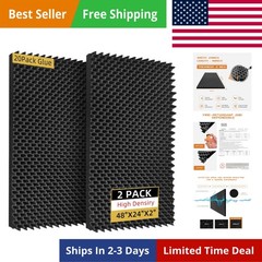 2 Pack Sound Proof Foam Panels | 48″×24″×2″ Egg Crate Foam Pad | High Density…