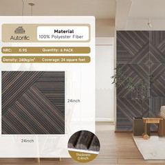 6 PACK Acoustic Panels for Wall & Ceiling 2’x2’x0.4″, Self-Adhesive 3D UV Print