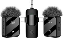 3 in 1 Wireless Lav Mic for iPhone Android Camera AI Noise Cancelling 328ft