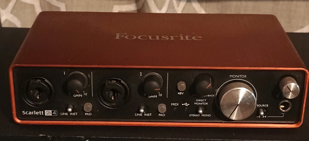 Focusrite Scarlett 2i4 USB Audio Interface w/ MIDI I/O, Direct Monitoring