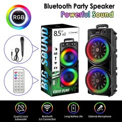 Dual 8.5“ Bluetooth Karaoke Party Speaker & Mic 1 Year Warranty NEW