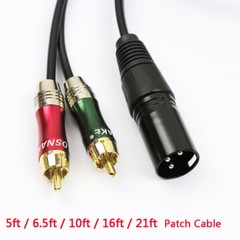 5ft /6.5ft /10ft /16ft /21ft XLR Male to 2 RCA Male Audio Y Splitter Patch Cable