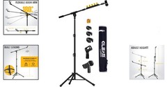 Portable Tripod Microphone Stand with Boom Arm & Carry Bag – Adjusts 21″ to 69″