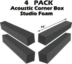 4 Pack 3″ x 3″ x 24″ Acoustic Studio Soundproofing Foam Corner Block Bass Traps