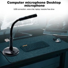 Mini USB Condenser Microphone with Stand – Plug & Play for PC/Laptop/Mac