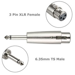 3Pin XLR Female to 1/4″ 6.35mm Mono Male Plug Audio Cable Mic Adapter 4 Pack