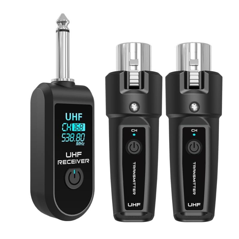 Wireless XLR Transmitter Receiver 2.4GHz Built-in Rechargeable Battery – 30m