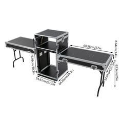 14U PA DJ Rack DJ Cabinet with 2 Table Tops Network Pro Stereo Rack with 4 Wheel