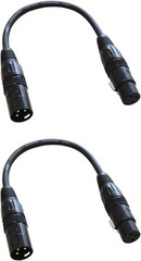 x2 XLR Male to Female Microphone Cable Balanced 3 Pin Mic Connector Extension