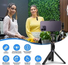 Omnidirectional Wireless Microphone for Streaming – 2-Pack for YouTube & TikTok