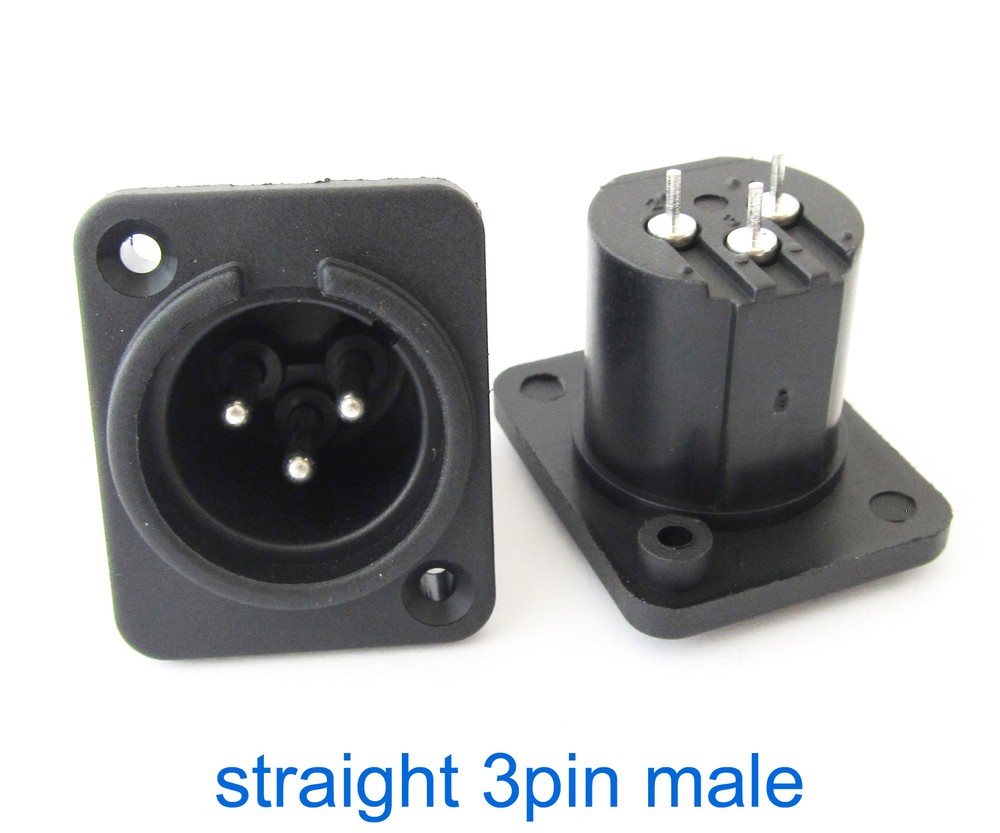 10pcs Microphone XLR 3Pin Male Panel Chassis Mount Socket Audio Connector Black