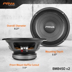 4x PRV Audio 8MB450 Midbass Car Audio 8″ Speakers 8 Ohm 8MB PRO 1800 Watts