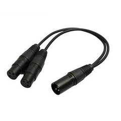 3-Pin XLR Male Plug to Dual 2 Female 16 AWG Jack Y Splitter Mic DJ Cable Adaptor