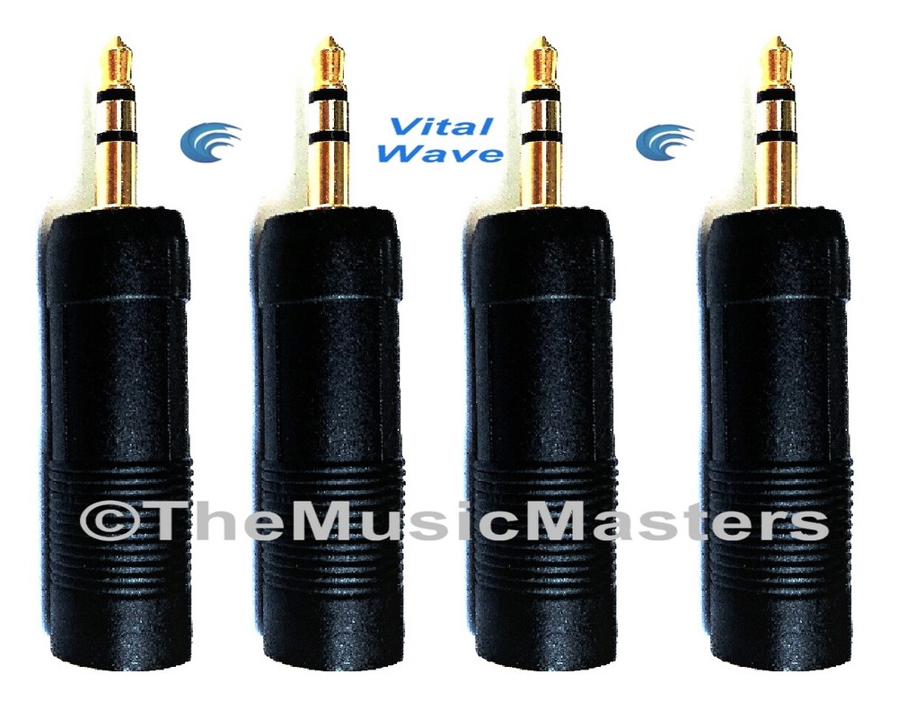 (4) 1/4 Female Jack to 3.5mm 1/8 Male Plug Stereo Headphone Audio Adapters GOLD