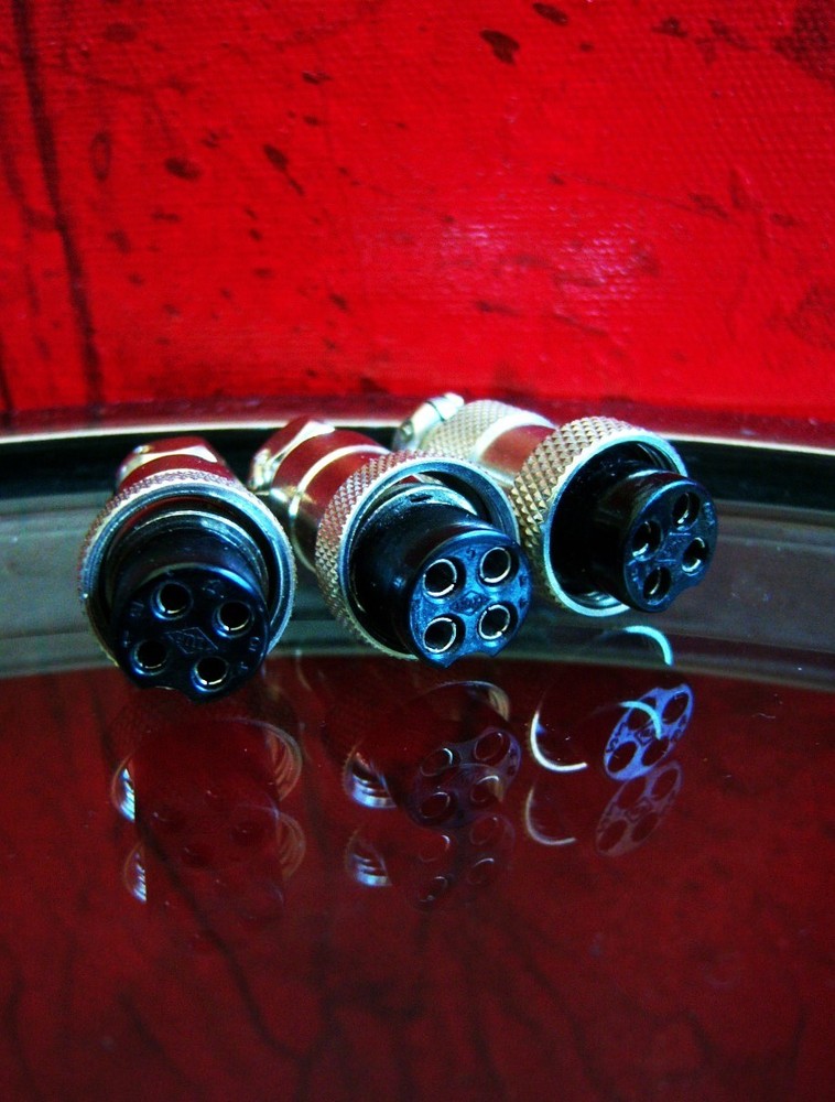 Lot of 3 1970’s Japanese 4 pin female microphone cable connector Aiwa Calrad # 4