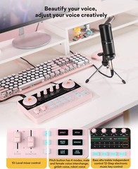 Maono AM200-S1 MaonoCaster Sound Card Microphone Kit For PC Phone Streaming pink