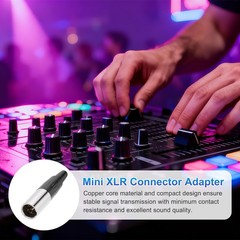 4PCS 5 Pin Male Mini XLR Connector, Mini XLR Jack Adapter Plug, Black