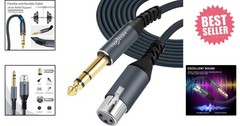 10FT Braided XLR to 6.35mm TRS Cable – Quality Sound with 20 AWG Copper