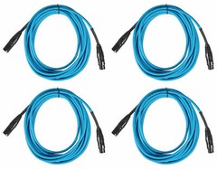 (4) Rockville RCXFM20E-Blue 20 Foot Female to Male XLR Mic Cables 100% Copper