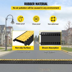 VEVOR 3 Channel Cable Ramp Protector Cable Cover 6600 lbs Capacity Heavy-Duty