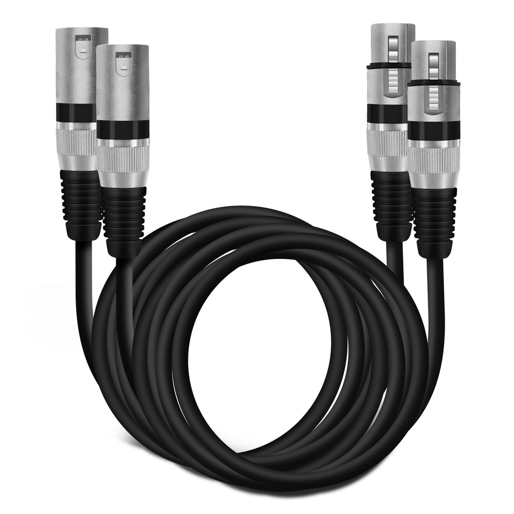 3 Feet 2-Pack XLR Male to Female Mic Cable Black 3-Pin Balanced Shielded XLR …