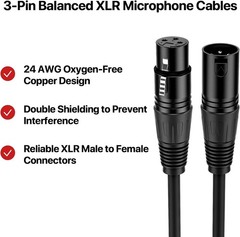 XLR Cables 3 Ft 4-Pack – Noise-Cancelling Microphone & Stage Lighting Solutions