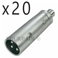 20 Pack 3-Pin XLR Male to RCA Female Jack Audio Cable Microphone Mic DJ Adapter