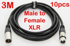 10x 3 Metre XLR QUALITY Male to Female M-F Microphone Mic Cable Lead Cord PA 3M