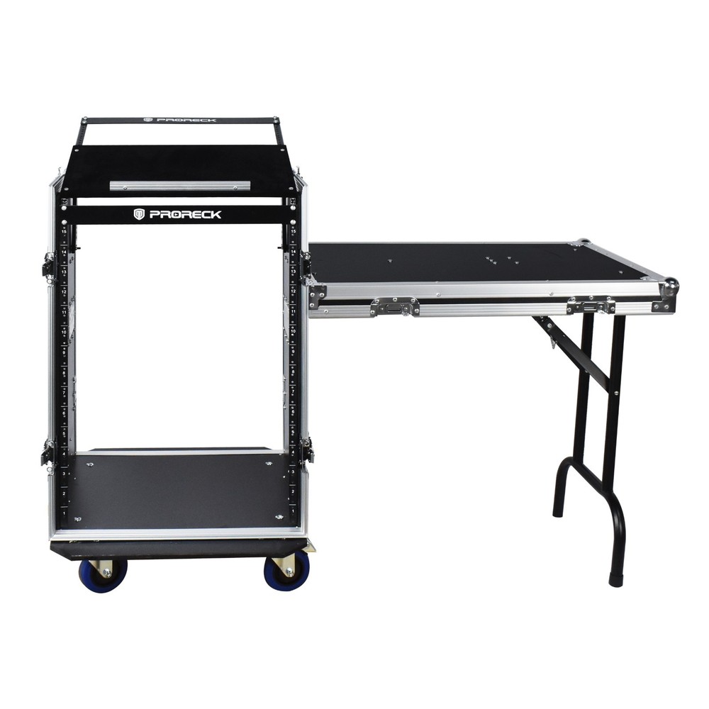 PRORECK Rack Case With Slant Mixer Top, 20in Depth, Plywood For DJ side table