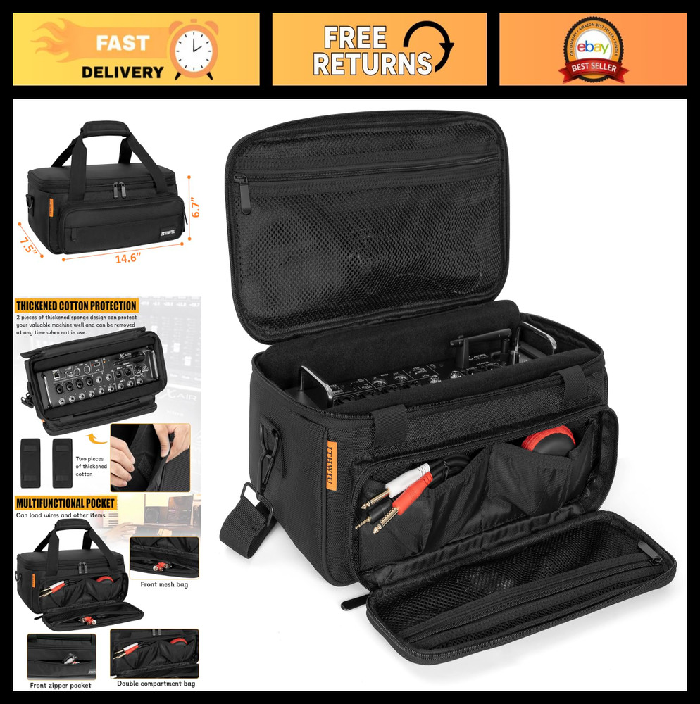 Padded Mixer Carry Bag for X-AIR Series XR12 XR16 XR18 – 14.6″ x 7.5″ x 6.7″ Bla