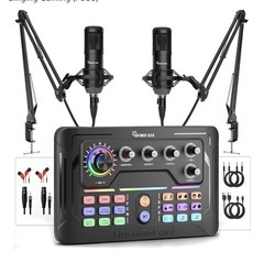 Hayner-Seek Podcast Equipment Bundle for 2 for Live Streaming, DJ Mixer