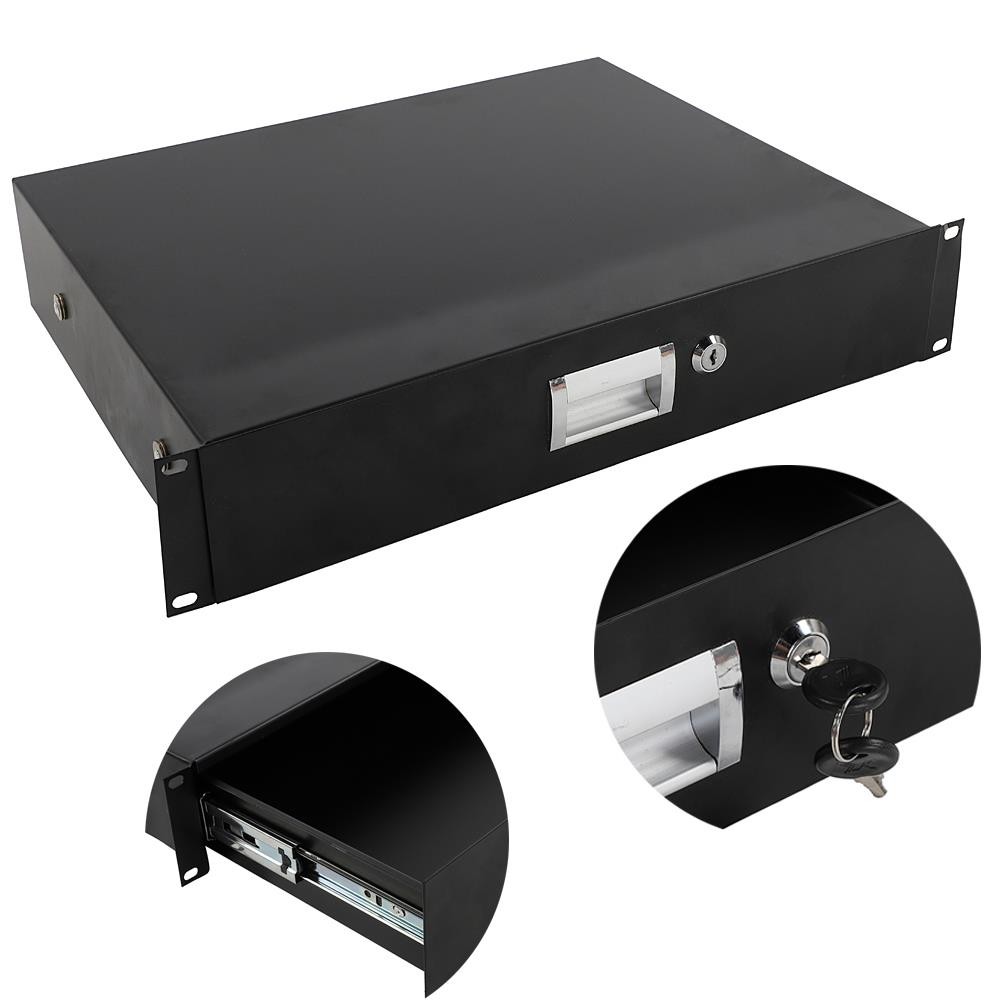19″ Rack Mount 2U Locking Drawer Audio DJ Server Rack Cabinet
