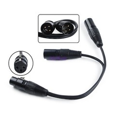 4Pcs 3-Pin XLR 1 Female Plug to Dual 2 Male Splitter Mic DJ Cable Adaptor Black