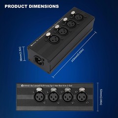 4-Way XLR Audio Splitter Box, 4 Female to 1 Male Balanced Converter