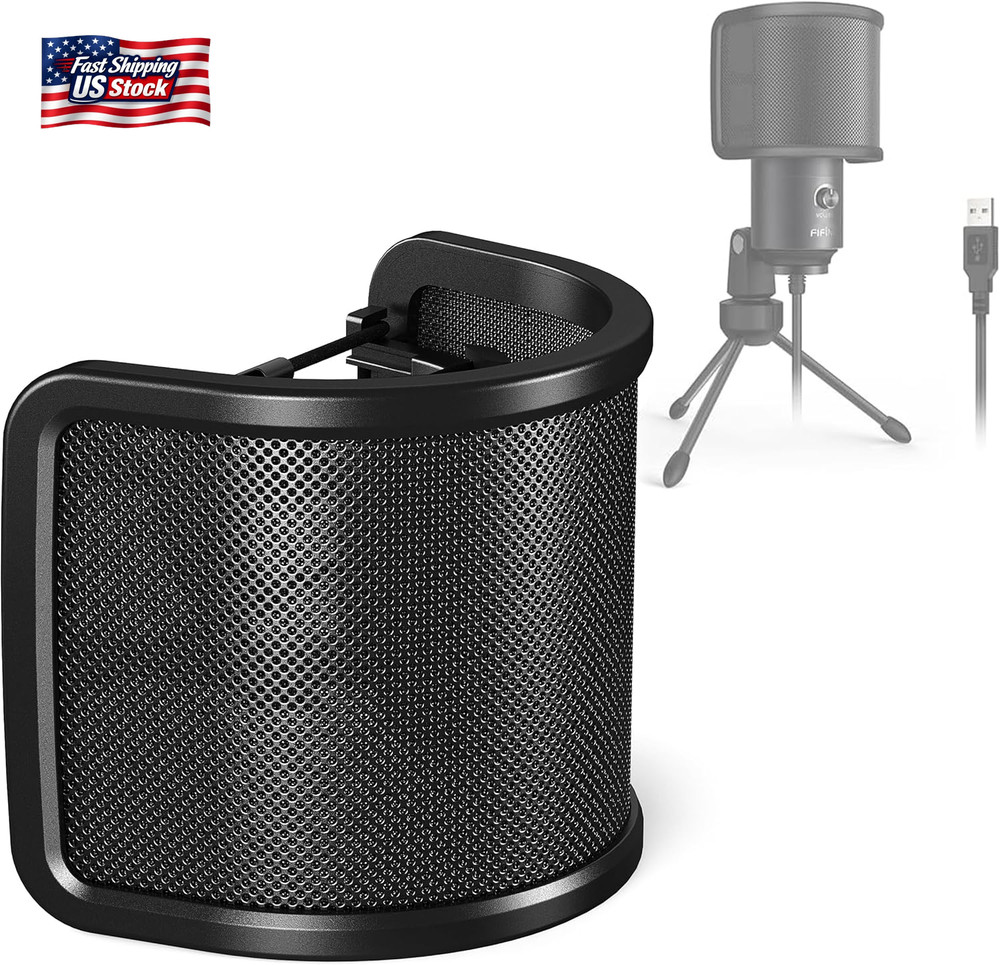 FIFINE Pop Filter Screen, Compact Microphone Pop Shield Windscreen with Metal Me