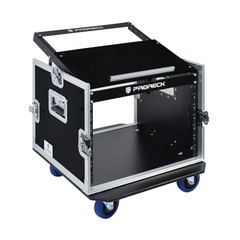 PRORECK 8U Plywood Road Case 10U Slant Mixer Top 20″ Depth DJ Rack Wheels Caster