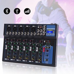 110V 7-Channel Bluetooth Portable Audio Mixer USB DJ Sound Mixing Console Board