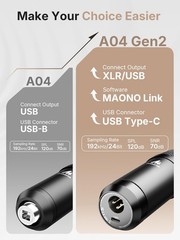 MAONO XLR/USB Condenser Microphone: 192kHz/24Bit Plug & Play PC Black
