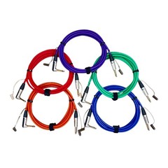 Color Guitar/Instrument Cable 10ft 1/4″ Straight to 1/4″ Right Angle