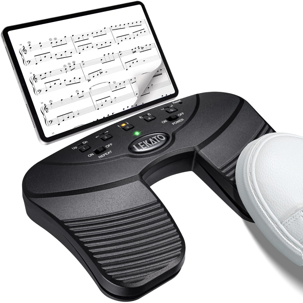 LEKATO Pro Bluetooth Page Turner Wireless Foot Pedal Tablets Smartphones Silent