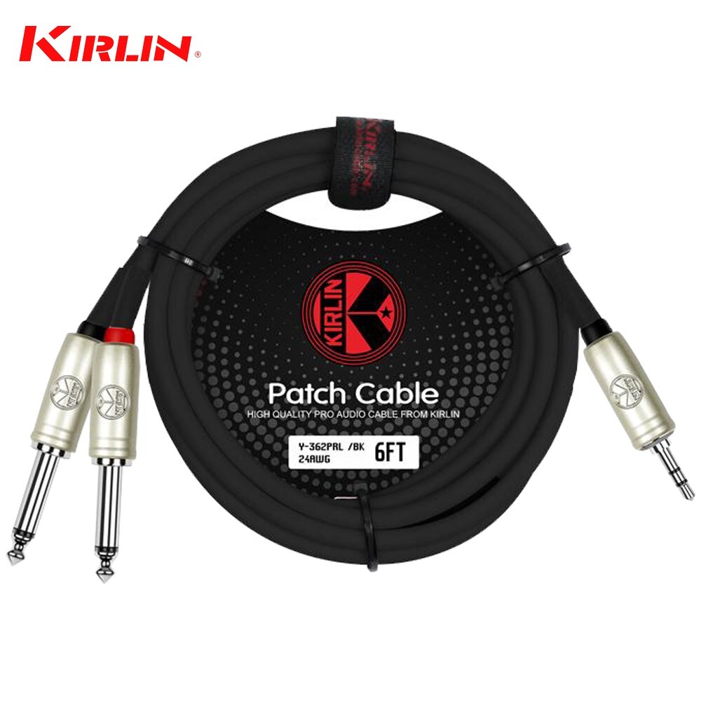 Kirlin 6FT 3.5mm TRS To Dual 1/4″ Mono Noise-Free Cable Y-362 PRL-06/BK