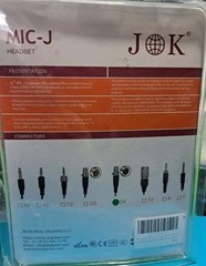 JK Global MIC-J Earhook Headset Microphone 071S Mini XLR TA4F Cable NEW