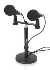 Dual Microphone Stand Mount for Stage Studio Podcasts Adjustable Black Bar