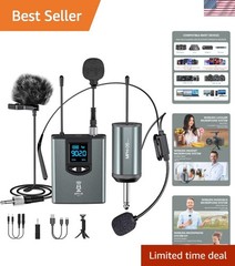 Wireless Microphone System Headset/Stand/Lavalier Mic with Rechargeable Bodyp…