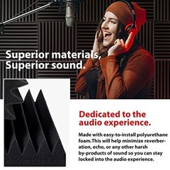 Acoustic Panels High Density Soundproof Foam Panels 1″x12″x12″ (12Pack) Black