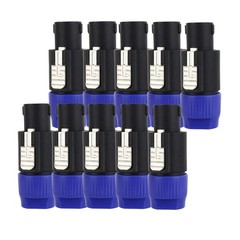 10 Pack 4 Pole Speakon Connectors – Pro DJ PA Twist Lock Audio Adapters, NL4/NL2